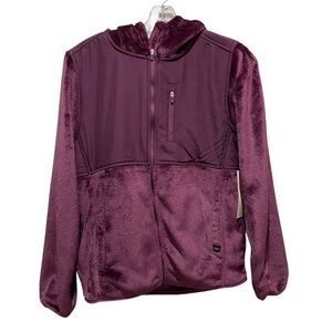 Leg3nd Discovery Fleece Zip Hoodie Burgundy Women Size Small Soft Jacket NWT